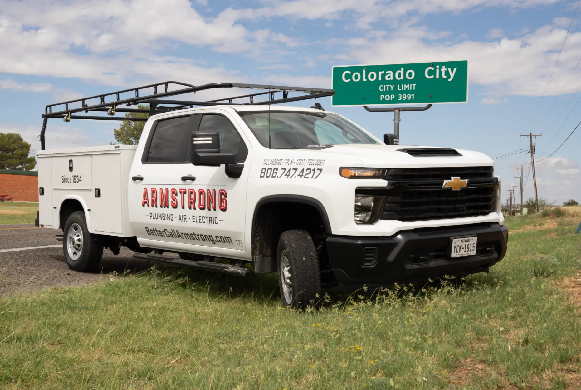 Armstrong service truck in Colorado City, Texas