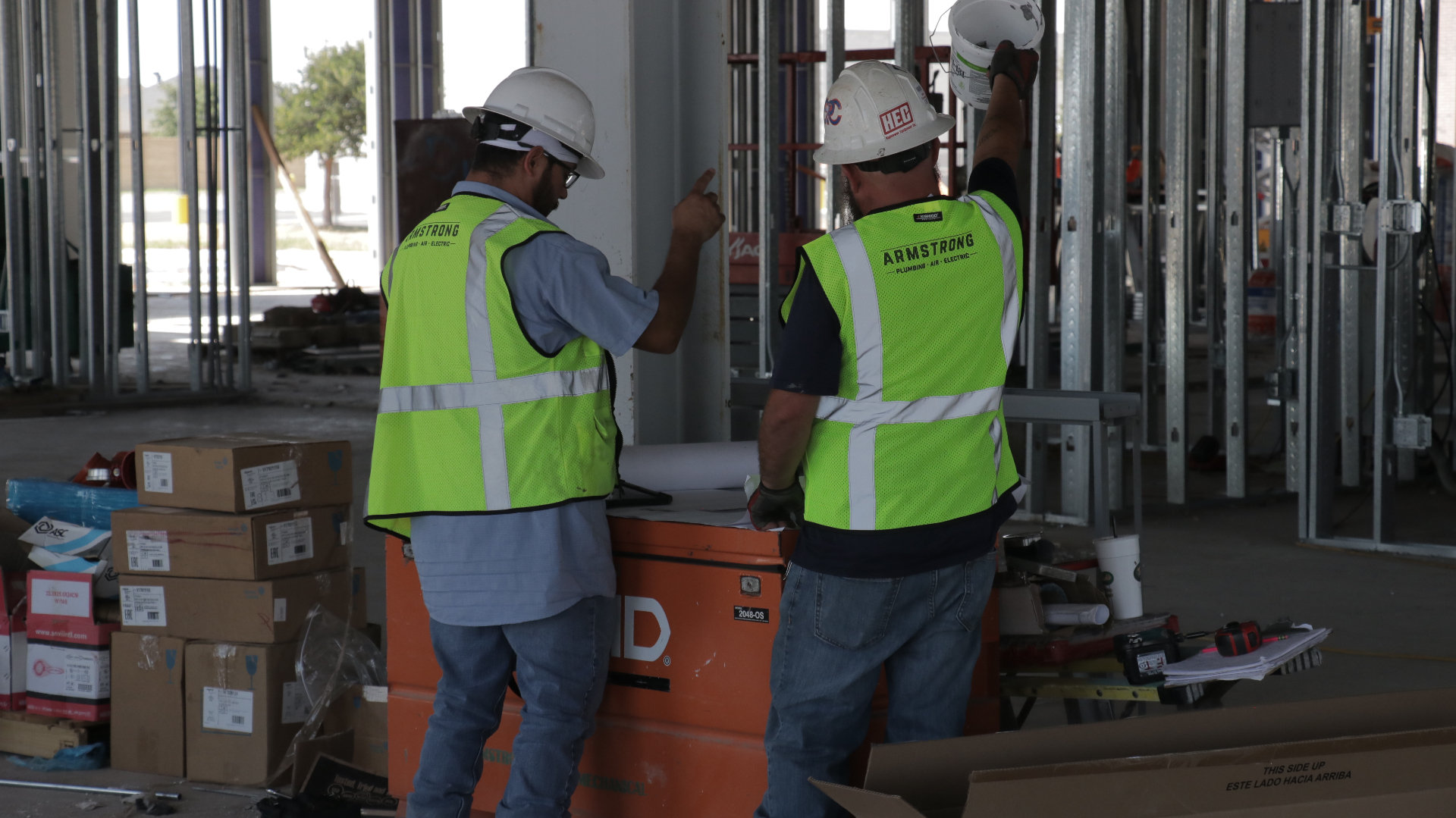 Armstrong construction team working on commercial job site