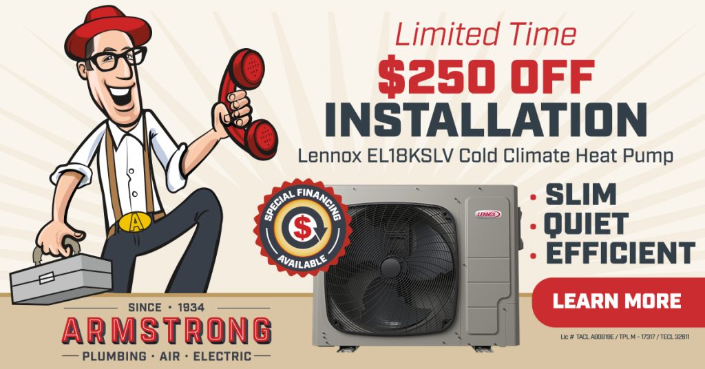 Limited time offer $250 off installation of slim fit Lennox heat pump